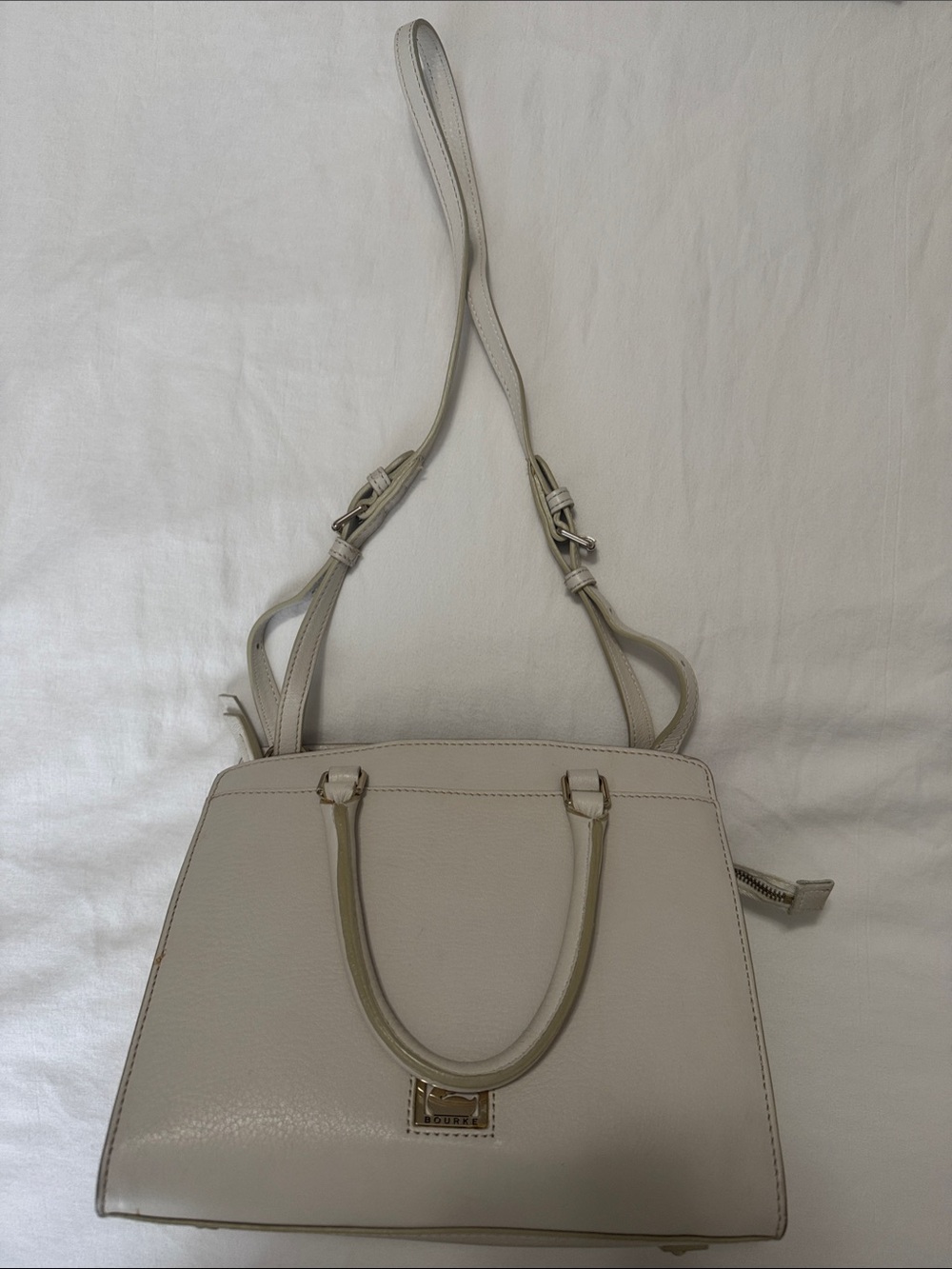 Dooney & Bourke Cream Structured Leather Top-Handle Satchel